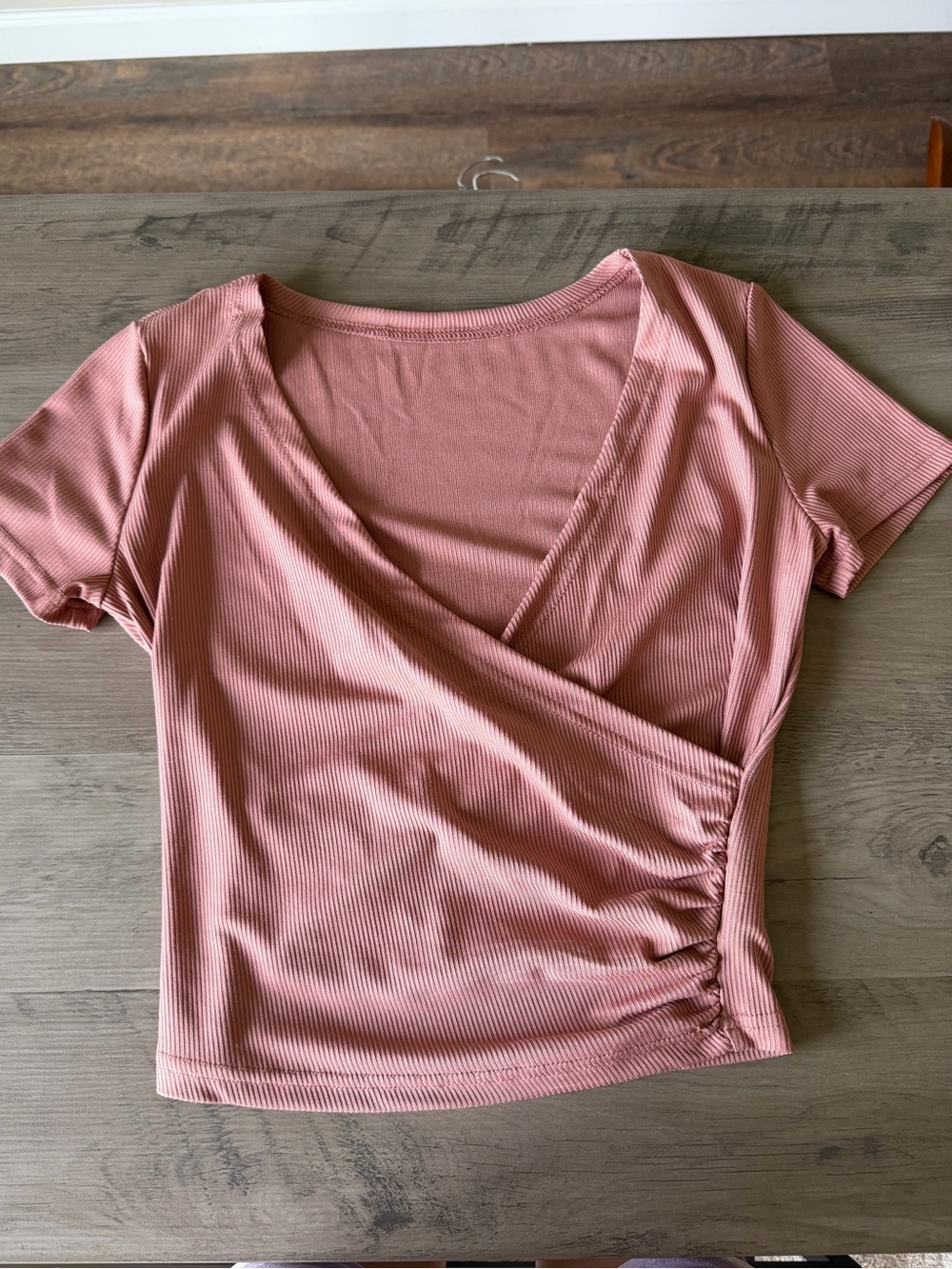 Emery Rose Women’s Ribbed Wrap-Front Top in Dusty Rose